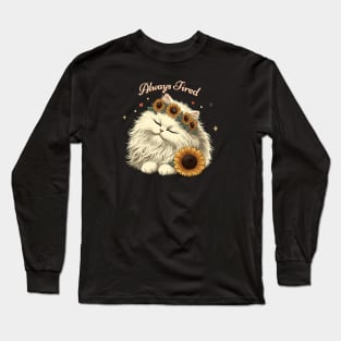 Always Tired White Kitty Cat Long Sleeve T-Shirt